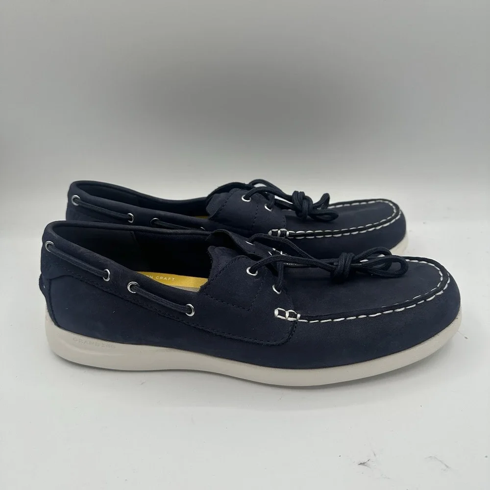 Cole Haan Grand Atlantic Boat Shoes Mens Sz 9 M Marine Navy Blue Lace‎ Up C36080